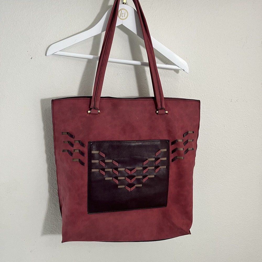 Danielle Nicole Lonna Faux-Suede Magnet-Closure Color-Block Tote Bag - Red #5984